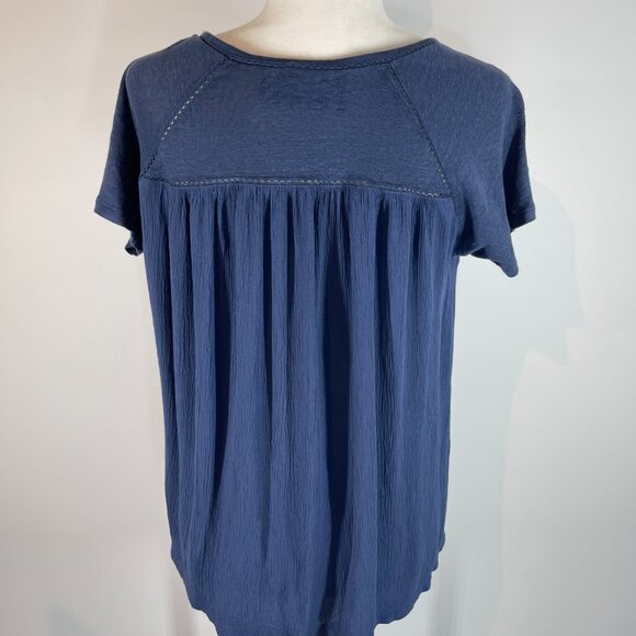 Cynthia Rowley Blue Knit Blouse with Rayon Back size Large - Picture 3 of 4